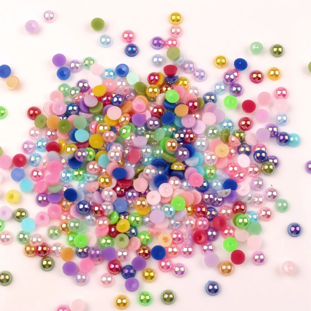 

LF 1000Pcs Mixed AB Color 6mm Haft Round Pearl Beads Crafts Flatback Cabochon Scrapbooking For Embellishments Diy Accessories