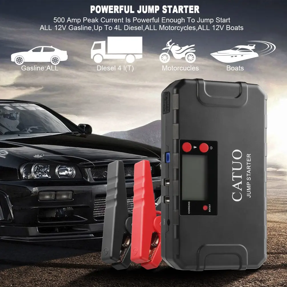 

CATUO 13600mAh Portable Auto Car Jump Starter Battery Booster with USB Power Bank LED Flashlight for Truck Motor Boat JP
