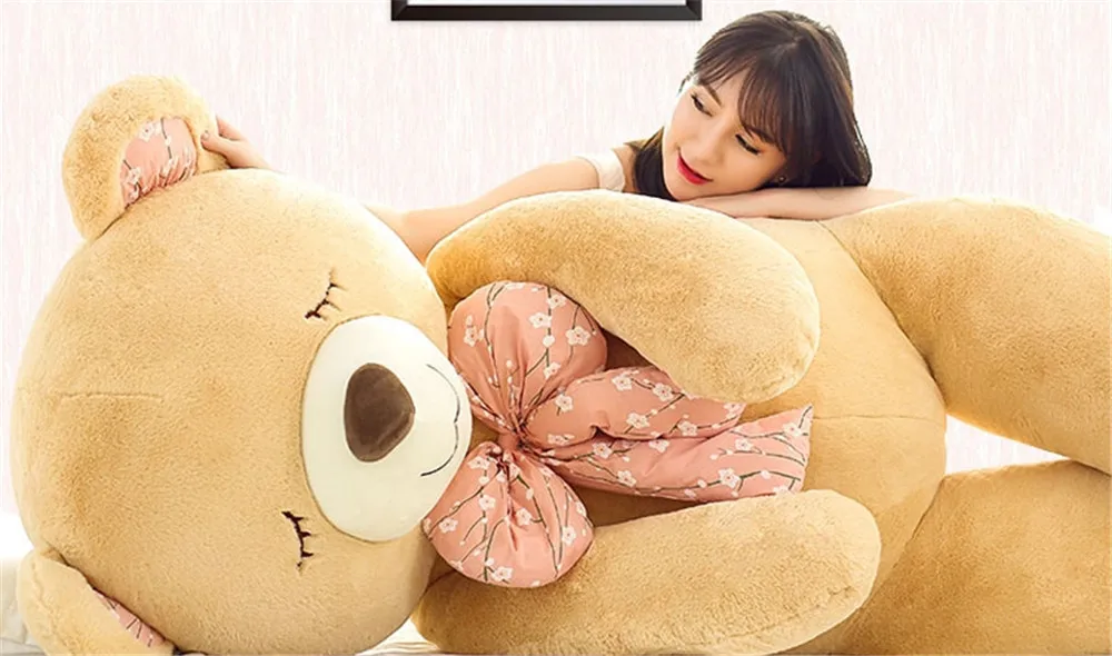 Fancytrader Soft Jumbo Teddy Bear Doll Giant Stuffed Sleeping Face Bear with Bow Plush Toys7