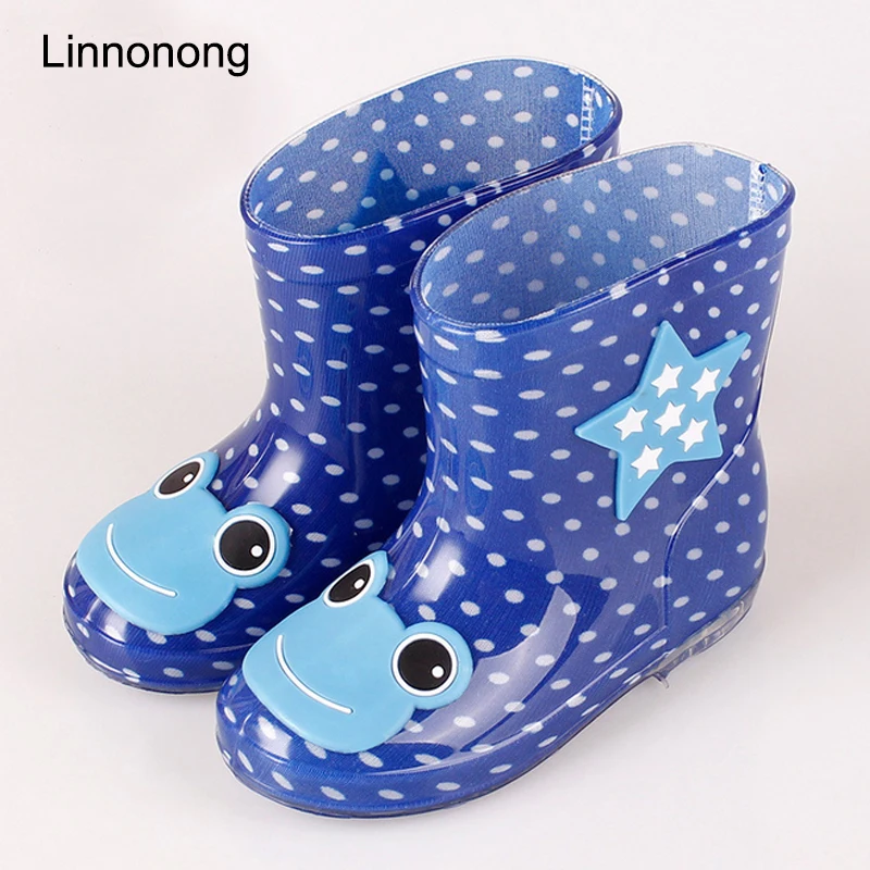 Сезон дождей; резиновые сапоги; детские сапоги для девочек и мальчиков; Водонепроницаемая Обувь для малышей; резиновые сапоги ярких цветов; нескользящая водонепроницаемая обувь - Цвет: dot blue