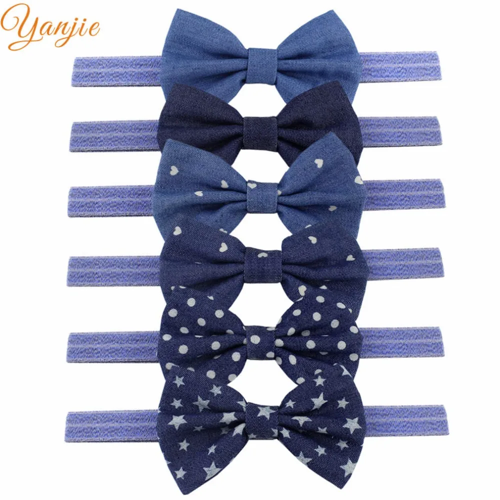 Детская эластичная повязка на голову с бантом 6 шт./лот|glitter elastic headband|elastic headbandsgirls