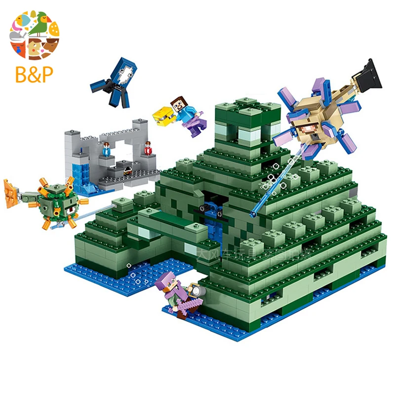 

legoing 21136 1134pcs My worlds Series The Ocean Monument Model Building Block Brick Set Toys For Children Miniecraft 10734 Gift
