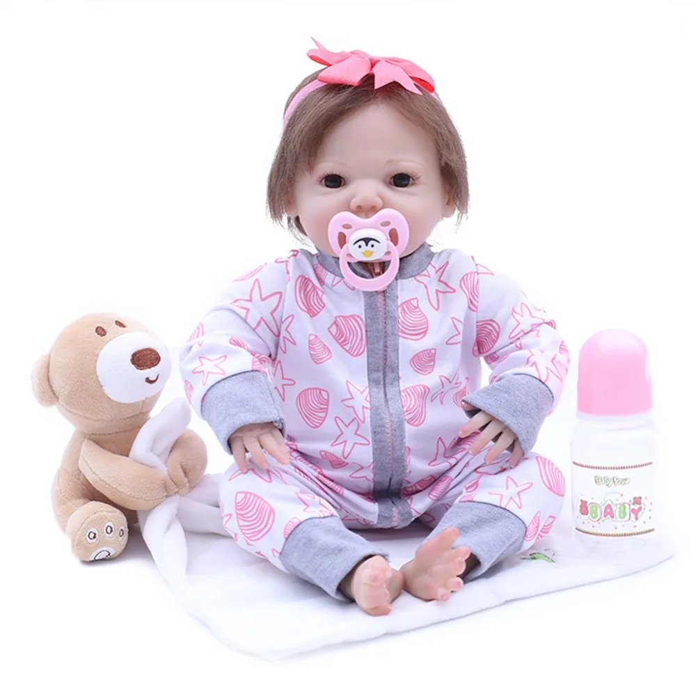 SanyDoll 16 дюймов 43 см Силиконовые baby reborn куклы, кукла reborn милая кукла в платье Рождественский подарок