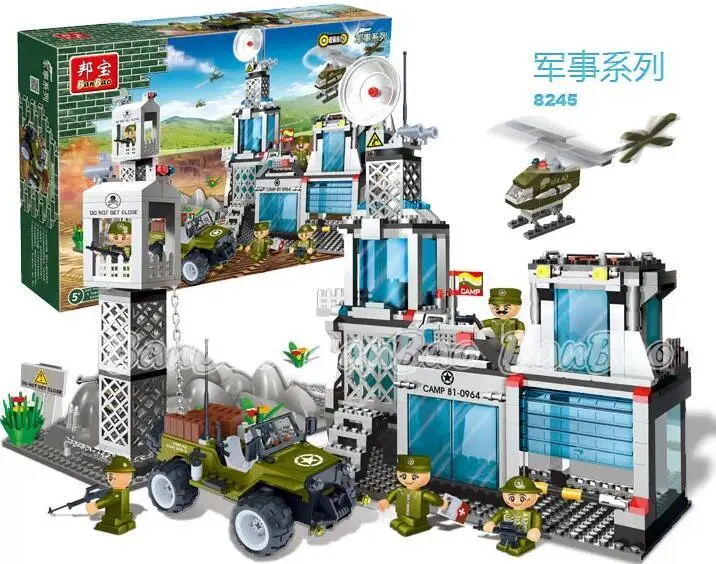 

Bangbao Model building kits compatible with lego city military base army 753 3D blocks Educational toys hobbies for children