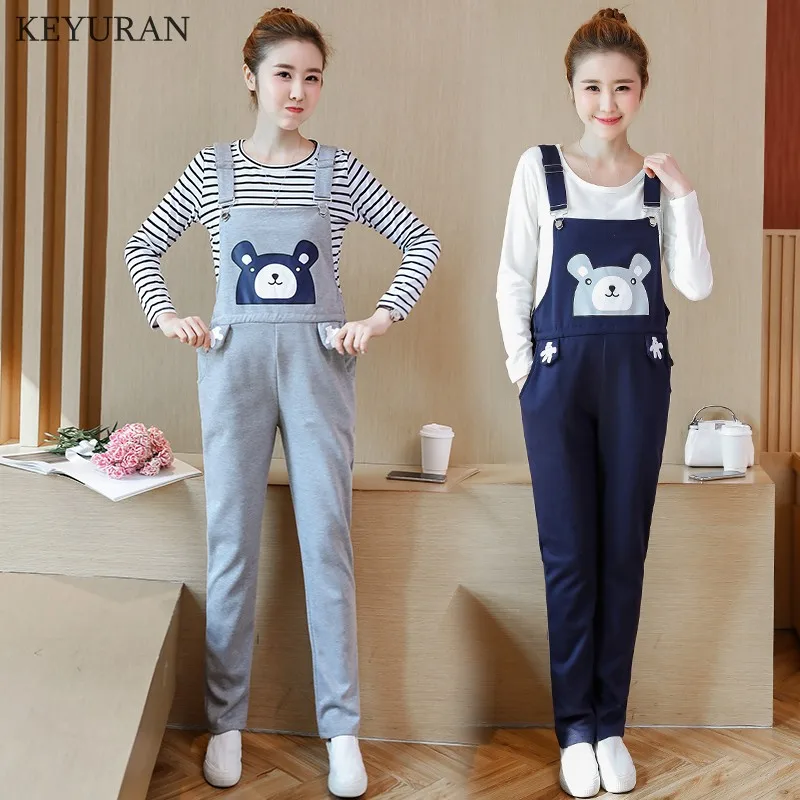 

Maternity Overalls Trousers Spring Fall Casual Loose Pregnant Suspenders Pants Bear Print Women Clothes for Pregnant Woman Y182