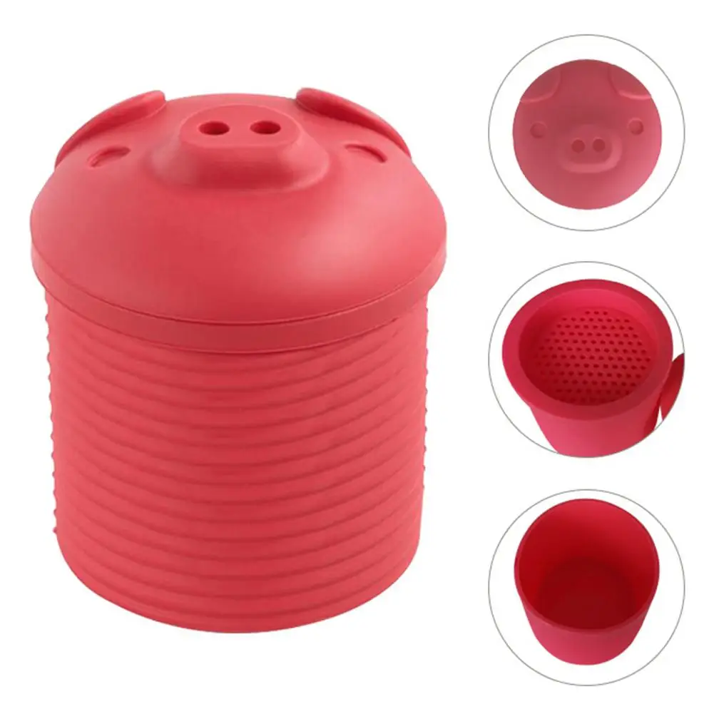 

Cartoon Pig Shaped Fat Collector Innovative Silicone Bacon Fat Leacher Box Free Bacon Grease Collector Cooking Oil Storage