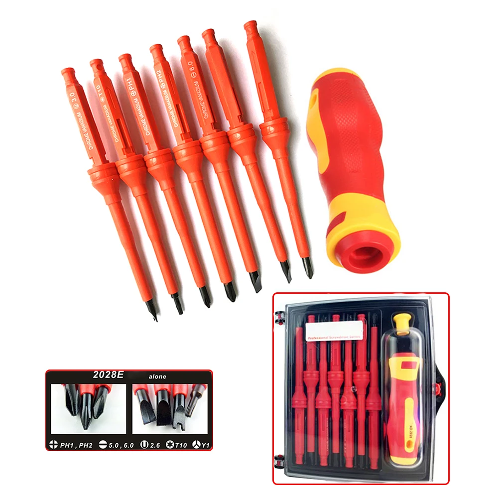 8PCS Insulated High Voltage Multi Screw Head Screwdriver Set Tool Torx