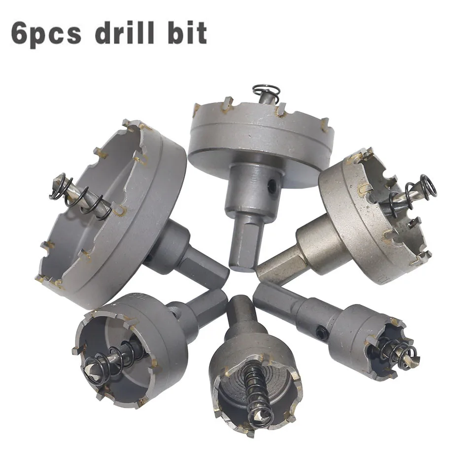 

6pcs/set Carbide Stainless Steel Alloy Hole Saw Cutter Tool Sets 22mm 30mm 35mm 45mm 50mm 65mm Holes Driling Bit Set