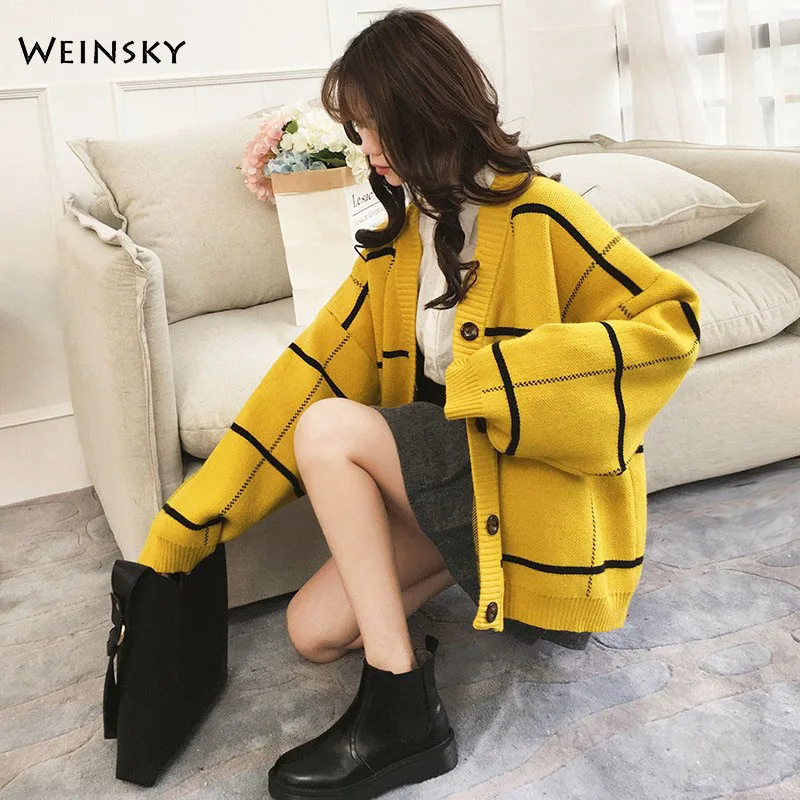 

Women Knitted Sweater And Cardigans Ladies Korean Style Fashion V-Neck Jumper Sweaters Winter And Autumn 2019 New Coat