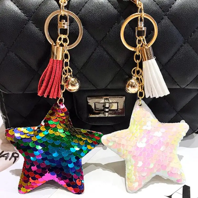 2 unids/lote lindo Chaveiro llavero estrella brillo pompón llavero regalos para las mujeres Llaveros Mujer Accesorios del bolso del coche llavero 2 unids/lote lindo Chaveiro llavero estrella brillo pompón llavero regalos para las mujeres Llaveros Mujer Accesorios del bolso del coche llavero