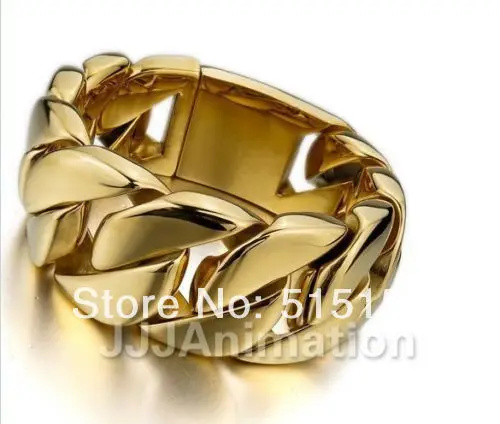 

2014 NEW ARRIVAL HEAVY MEN`S STAINLESS STEEL CUBAN CURB LINK 18YELLOE GOLD BRACELET(8.66"x 26mm)