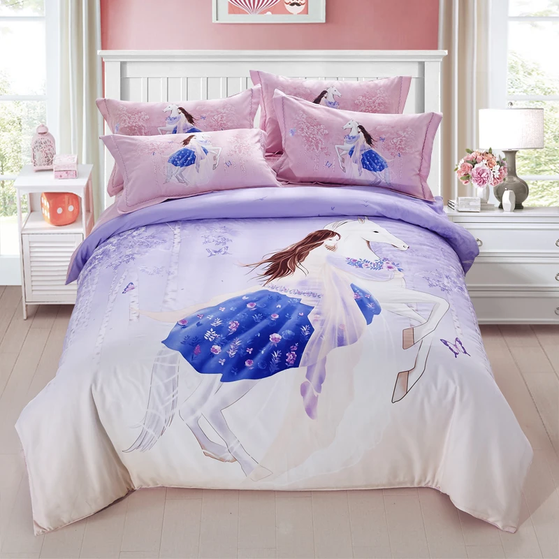 2017 جميلة الفتيات الفراش مجموعة المفرش يحدد المنسوجات المنزلية ملاءات السرير القطن حاف الغطاء شقة بالغين نوم السرير مجموعة juegos