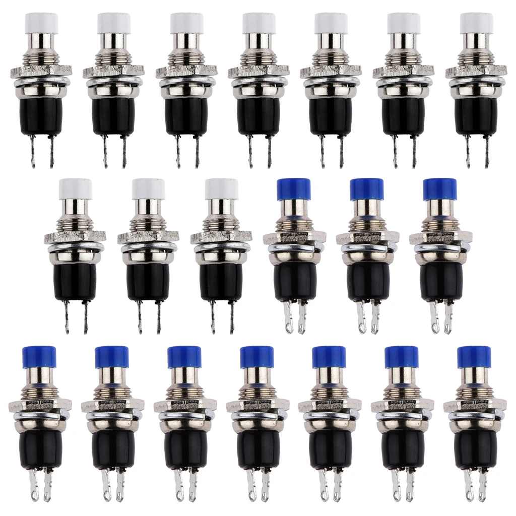 20pcs Mini Momentary Push Button Switches Push on Release off White+