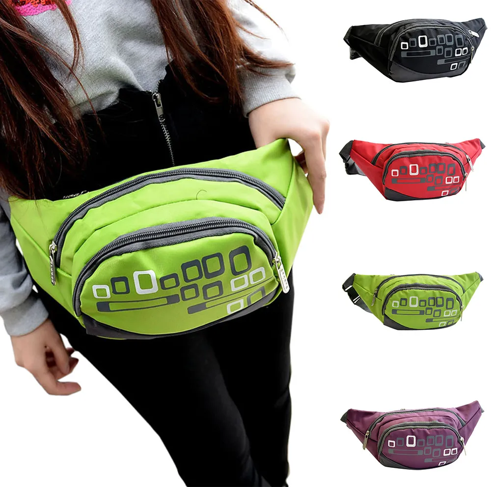 

Fanny Pack Waist Bag Women Personality Waterproof nylon Belt Bags geometric print Chest With Shoulder Belt 2018