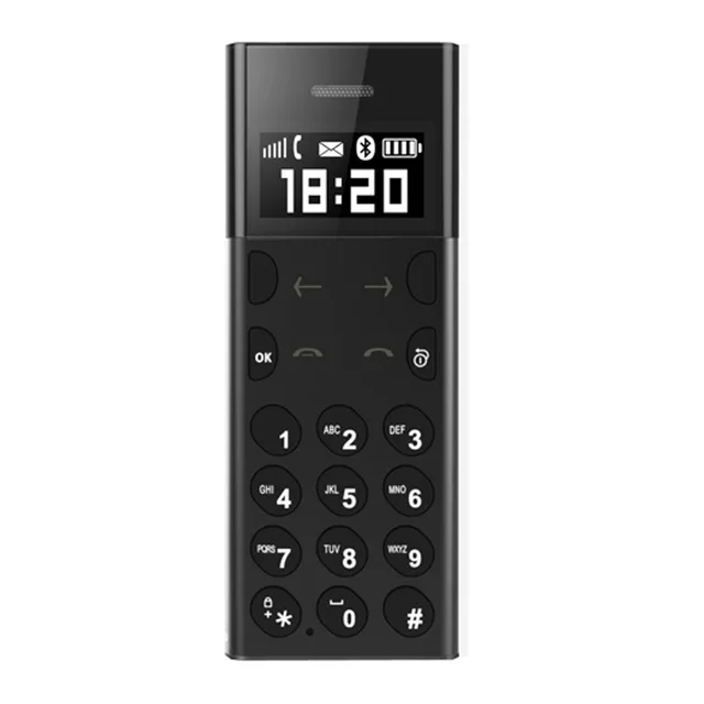 Супер мини мобильный телефон AEKU A5 ультра тонкий 0,96 дюймов крошечный экран Bluetooth Dialer анти-потеря мобильный телефон - Цвет: Black