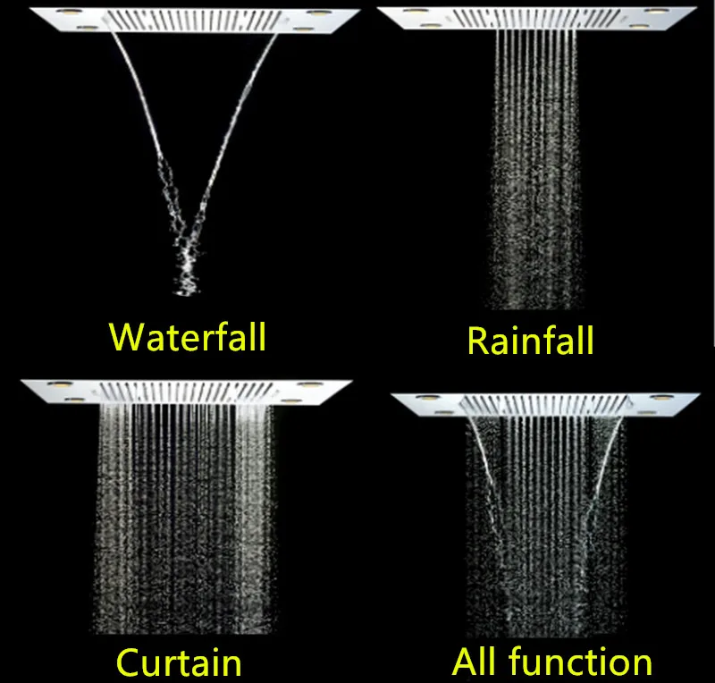 Многофункциональный пульт дистанционного управления, Радужный цвет, светодиодный душ, встроенный потолочный дождевой водопад, занавеска, большая дождевая душевая головка
