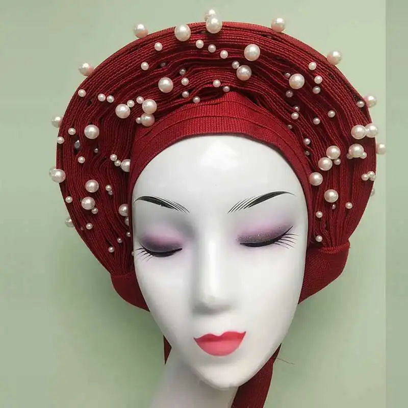 Африканские бусины новая мода авто ASO OKE gele Мода Африканский головной убор красивая лучшая цена asooke нигерийские женщины любят - Цвет: as picture