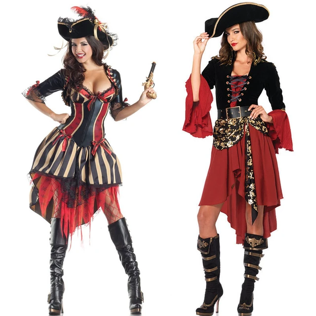 Talla Grande Mujer Disfraz De Pirata De Halloween Cosplay Uniforme