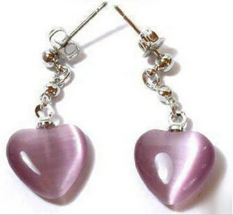 

hot sell new - hj 00566 Pretty Purple Opal Heart 18KWGP Dangle Earrings