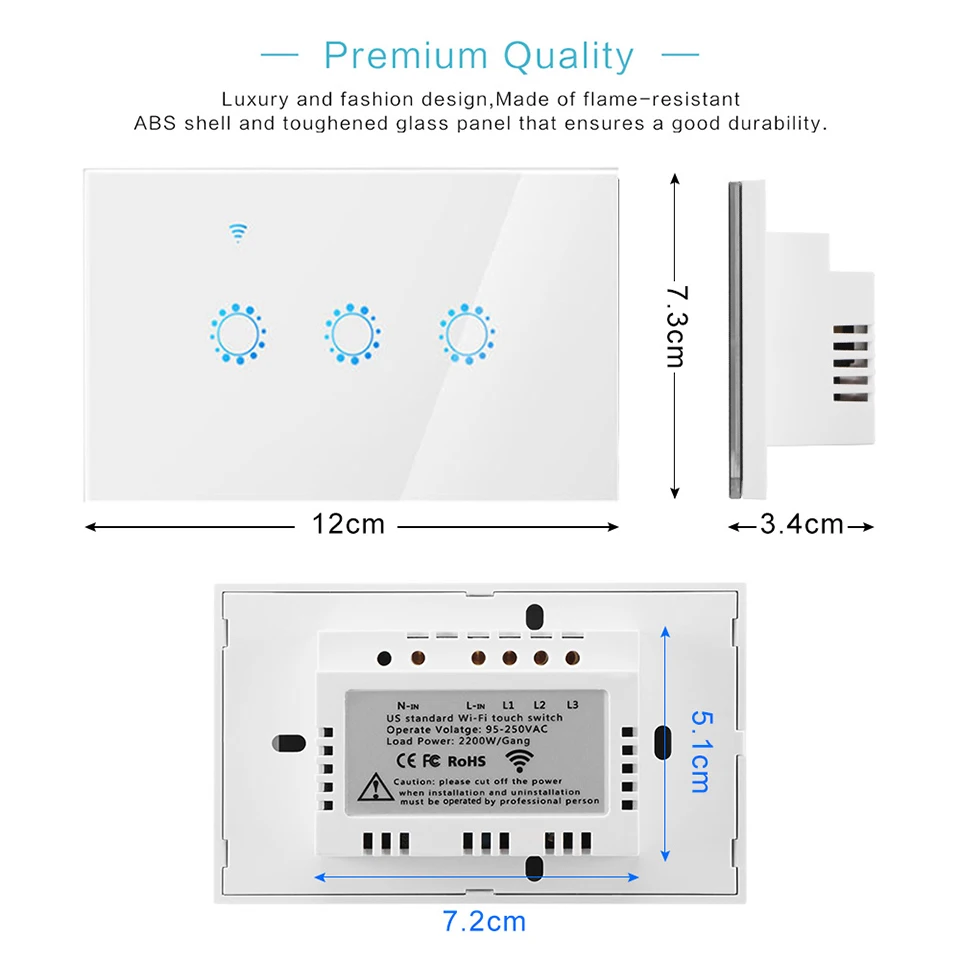 us wifi smart home switch white color