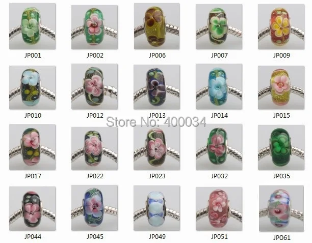 

20 Mixed Colorful Flowers Murano Glass Beads Fit for European Bracelet