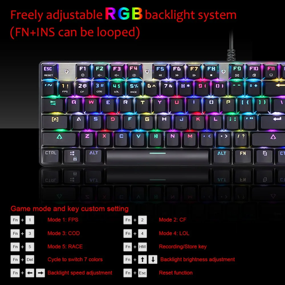 Motospeed CK888 игровая Механическая клавиатура и мышь набор для ПК геймера компьютер с