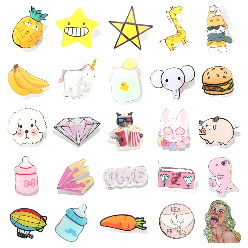 1 Pc ピンク色アイコンかわいいアクリルバッジ漫画ピンバッジバッグバックパックの装飾ピンアイコン Badge Backpack Bag Badgebadge Badges Aliexpress