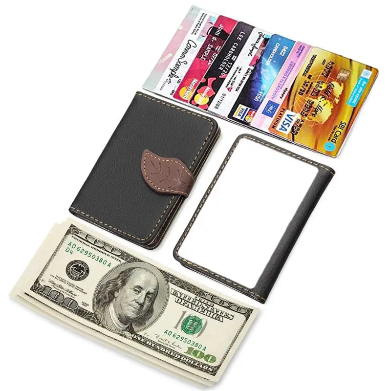 Женский и мужской чехол-кошелек из искусственной кожи для телефона, тисненый лист, кредитный держатель для карт, карман, клейкая наклейка, модный держатель для карт мобильного телефона