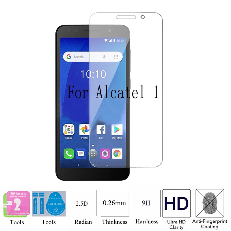 2 шт. закаленное стекло 2.5D 9H для Alcatel 5v Для 1 защитные Бесплатные