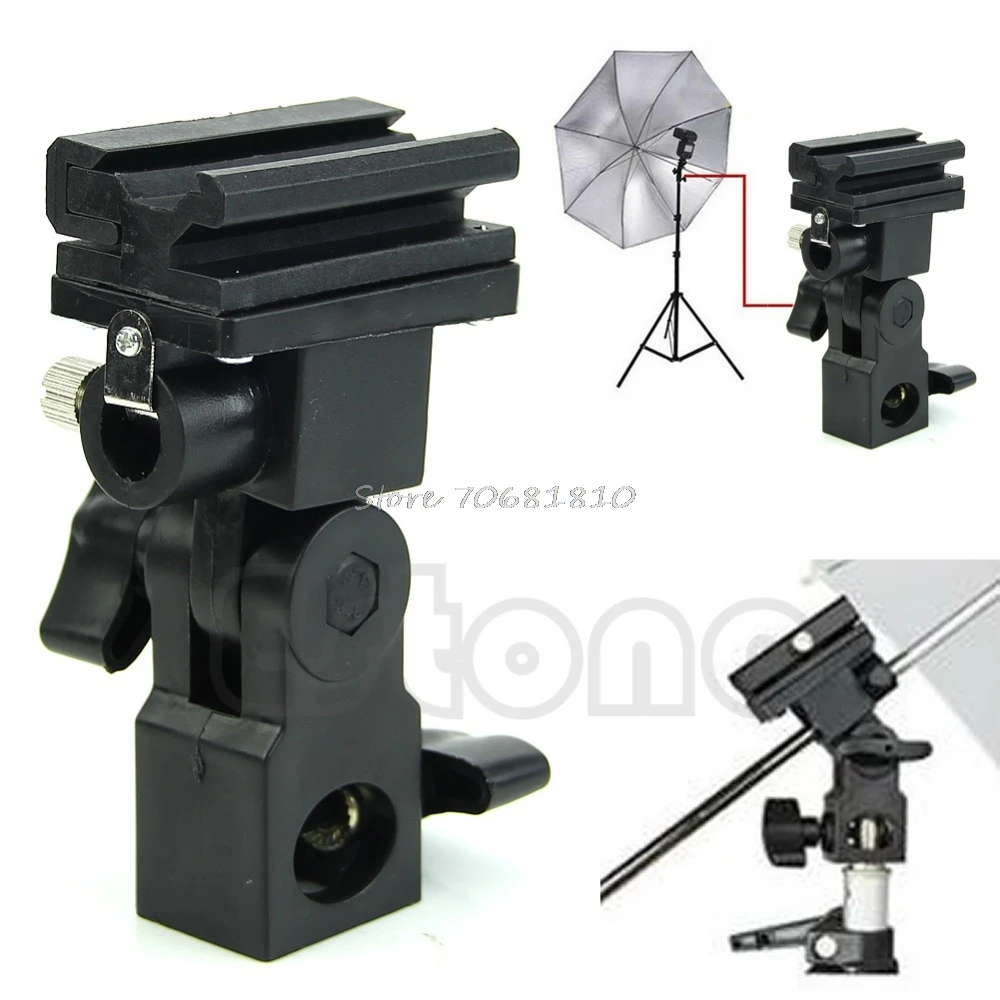Photo Flash Adapter Hot Shoe Swivel Mount Light Stand Bracket B Umbrella Holder R179T Drop Shipping