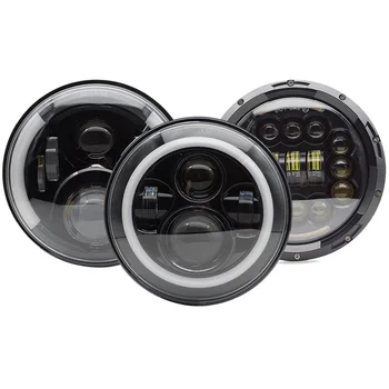 

2Pcs 7inch Round Led Headlight 7" Hi/Low Beam Light Halo Angle Eyes DRL Headlamp For Jeep Lada Niva Off Road 4x4 Motorcycle
