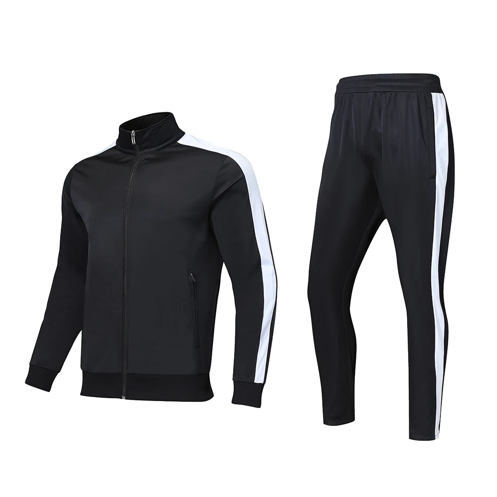Мужские комплекты для бега, флисовые штаны, детские спортивные костюмы для фитнеса и футбола, спортивная куртка, штаны для бега, тренажерный зал, Велоспорт, спортивный костюм - Цвет: black 1 sets