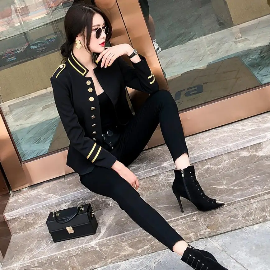 2018-autumn-fashion-new-women's-jacket-coat-slim-short-military-uniform-tunic-outwear-female-metal-single-breasted-jacket-l1202