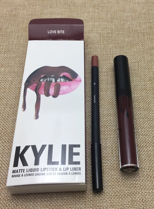 hot new KYLIE matte lipstick+lips pencil makeup lasting waterproof liquid lip gloss kilie lipstick kyliejenner lip - Color: LOVE BIUT