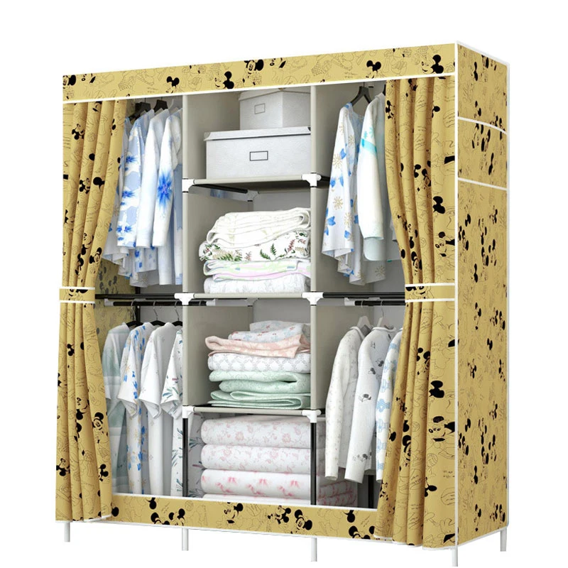 

Simple Oxford Cloth Wardrobe Combination Closet Folding Steel Frame Large Wardrobe Storage Cabinet Bedroom Furniture