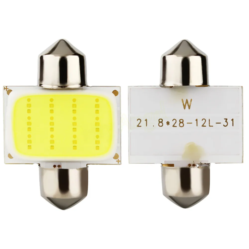 Новинка 2 шт. белый 31 мм 12 SMD В COB Светодиодный купольный светильник для салона