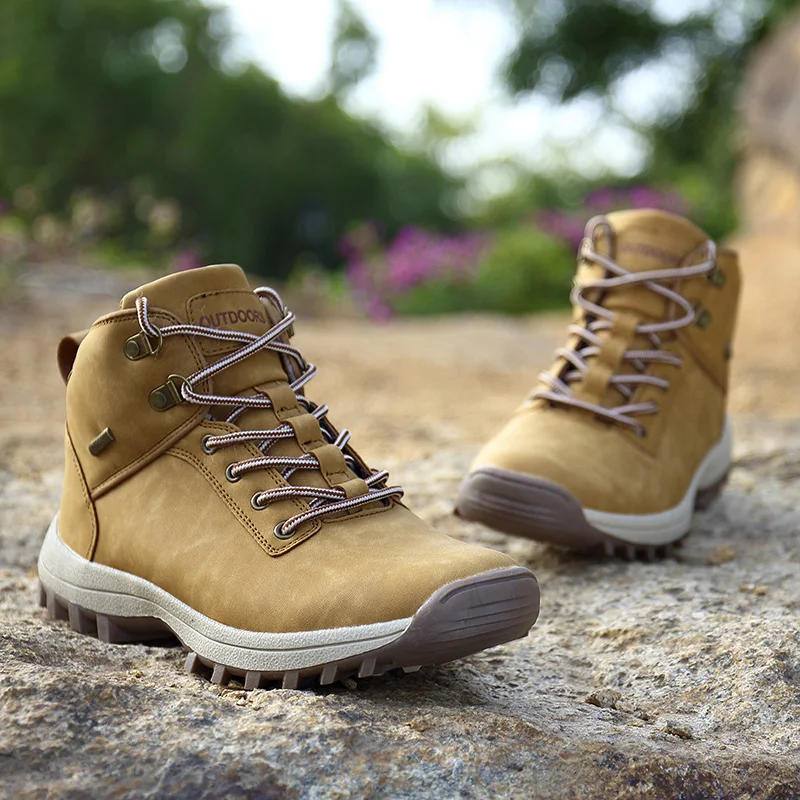  QIANDA Profession Men Mountain Hiking Shoes Winter Climbing Lace-up Leather Waterproof Outdoor Trek