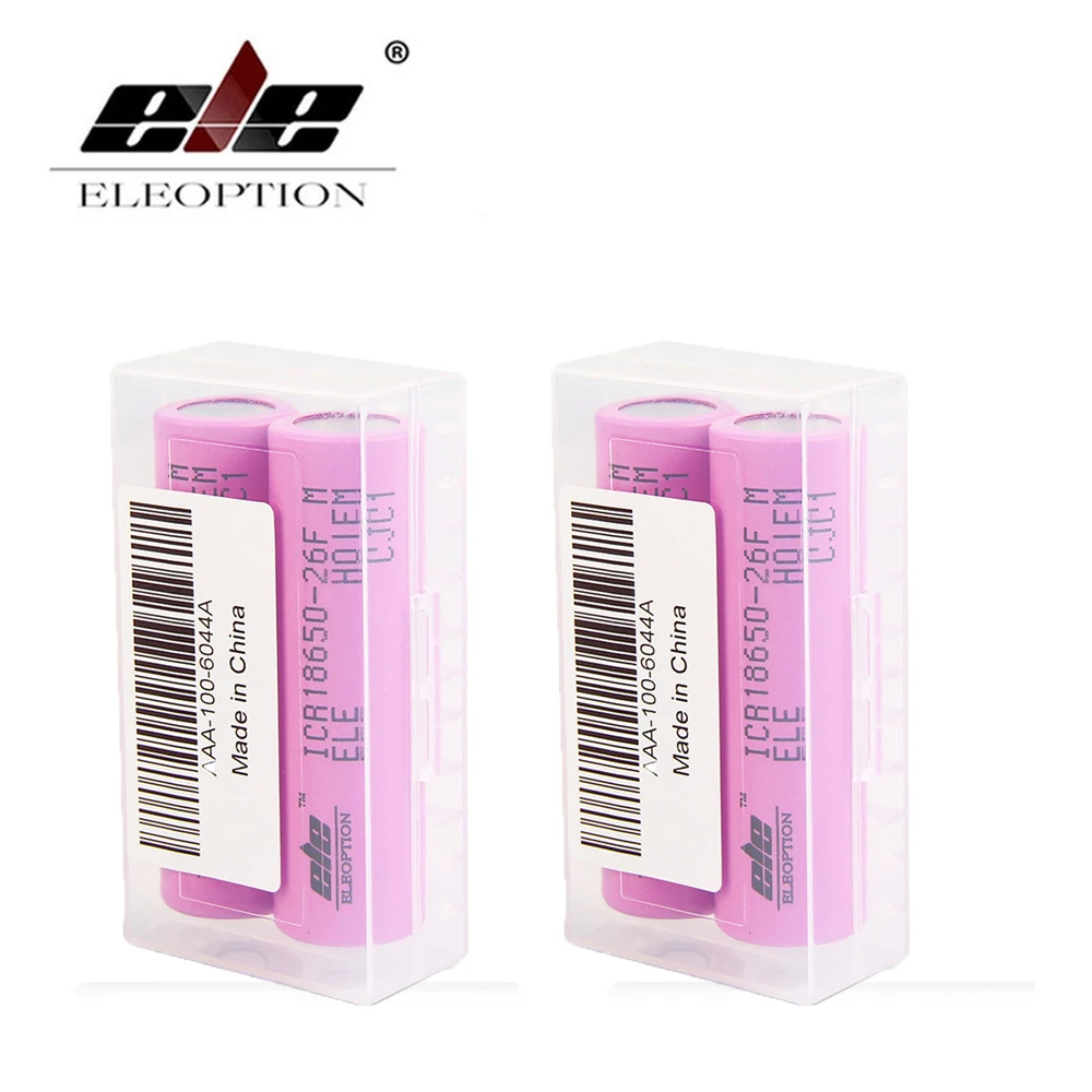 

ELEOPTION 2PCS High Quality Battery For Samsung 18650 2600mah 3.7 V battery ICR18650 26FM Li ion Rechargeable Battery