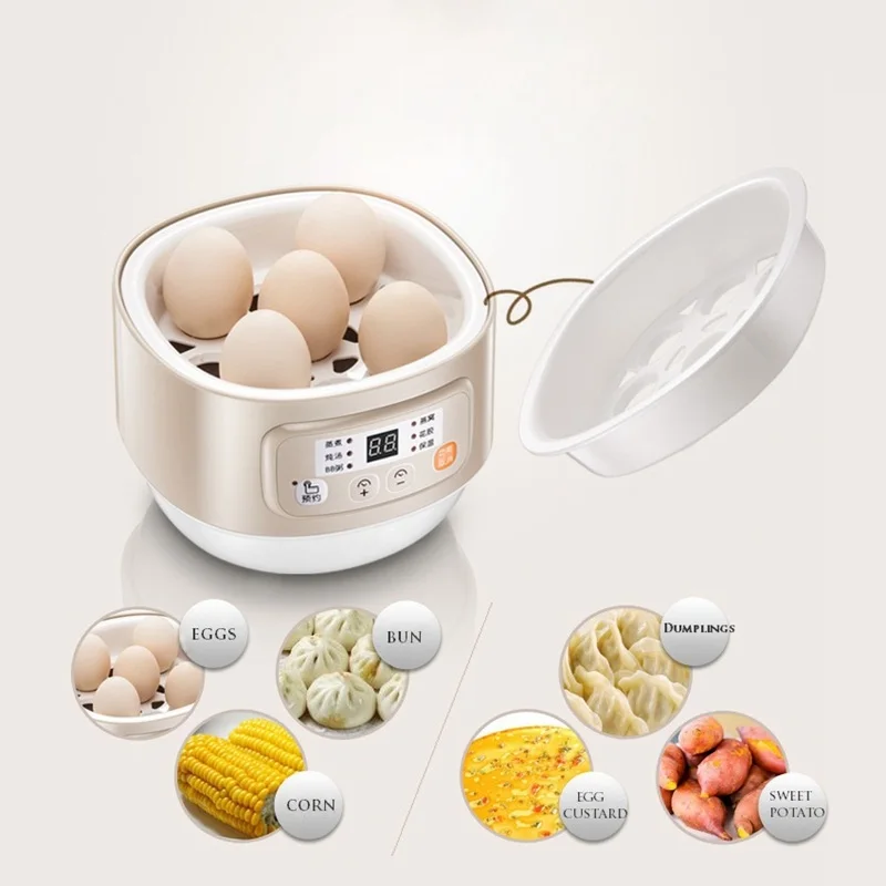 DMWD 0.8L Mini Electric Cooker 220V Ceramic Soup Pot Isolate Water Stew Egg Boiler Food Steamer Heat Preservation 9.5H Setting 3
