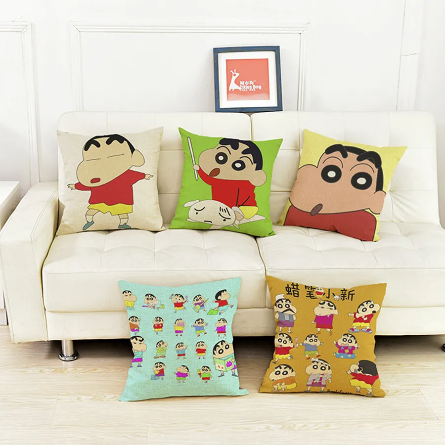 

Cartoon Crayon Shin Chan Decorative Throw Pillows Cushion Pillowcase Linen Cotton sofa car Seat Decor Cojines almofada 18''