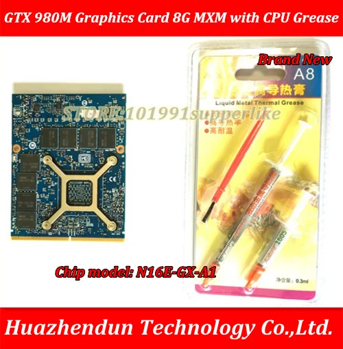 Новая графическая карта nVidia GeForce GTX 980M GTX980M 8 ГБ DDR5 MXM SLI с процессором смазка для