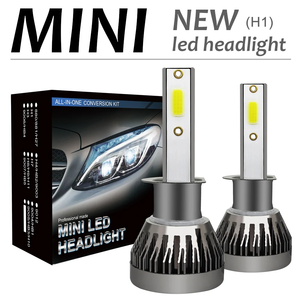 

2pcs Univesal H1 72W 12000LM 6000K LED Car Headlight Bulbs Kit Automobile Fog Lamp Hi or Lo Light Bulbs for Cars Vehicle Auto