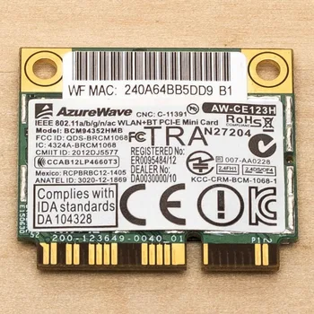 

Card for Broadcom BCM94352HMB WLAN Half Mini PCIe Card WiFi Bluetooth AzureWave AW-CE123H