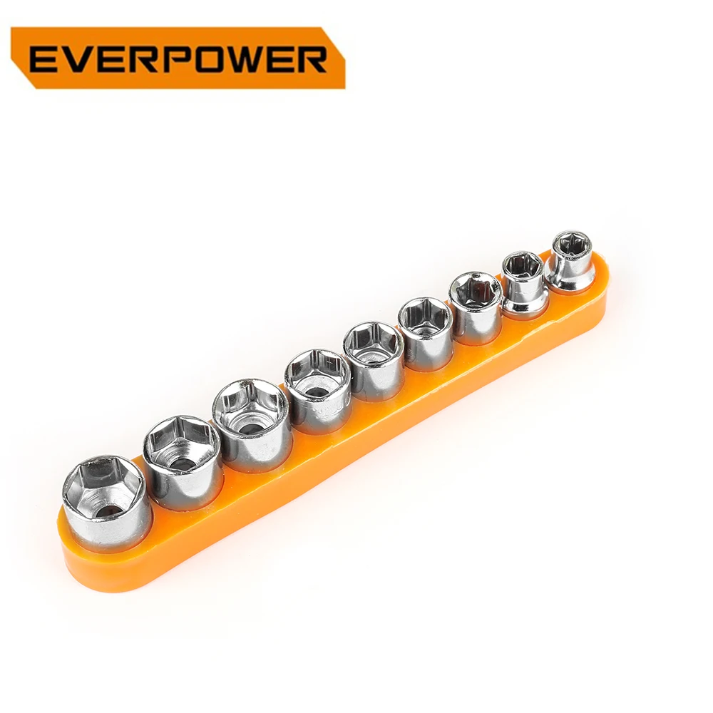 

Everpower 9PCS Hex Universal Socket Set Hex Drive Sockets Adapter Conversion 1/4" 6.35mm Convert 5 13mm Metric Sleeve Soket