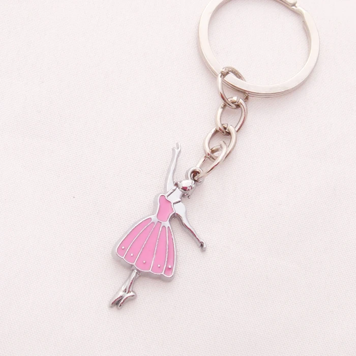 

FREE SHIPPING by FEDEX 100pcs/lot 2015 New Wholesale Metal Zinc Alloy Ballet Girl Keychains Keyrings for Gifts