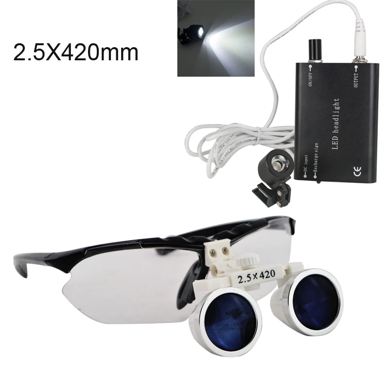 2.5X dental Surgical Medical Binocular loupes with LED Dental headlight