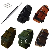 Replacement Watch Strap Handmade Crazy Horse Leather Strap Watch Band 24mm Zulu Nato Black Brown Green Replacement Watch Strap Handmade Crazy Horse Leather Strap Watch Band 24mm Zulu Nato Black Brown Green