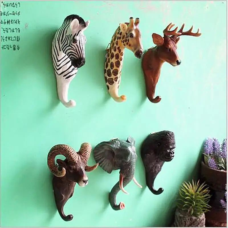 Creative 3D Wall Hangers Decoration Animal Door Hooks Decorative Coat