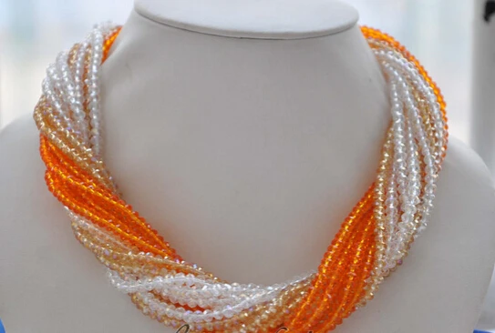 

Jewelr 005439 LUSTER 15strands 4mm yellow clear faceted crystal bead necklace