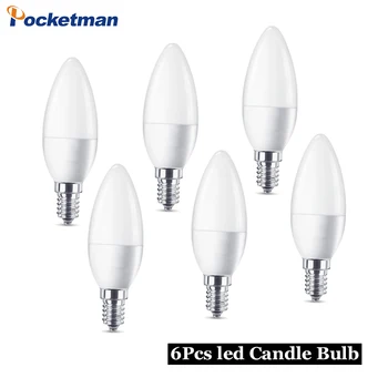 

6pcs/Lot led Candle Bulb E14 Lamp Indoor Light 220V-240V 5W Screw Led Light Bulb Chandelier Warm/Cold White For Home Decoration